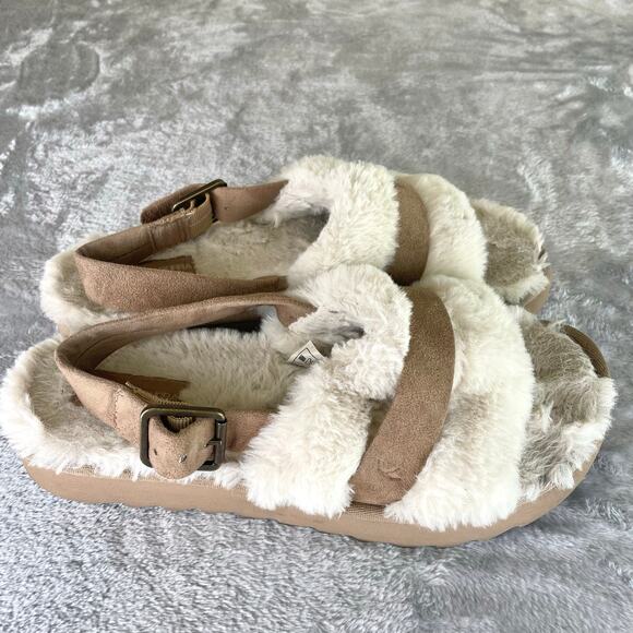 Koolaburra Ugg Womens Sandals Slippers Sz 8 Suede Soft Natural Fur Fuzzy Comfort - Picture 9 of 12